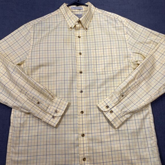 L.L.Bean Mens Yellow Button-Down Shirt L T Wrinkle-Resistant Slightly Fitted - Picture 2 of 12